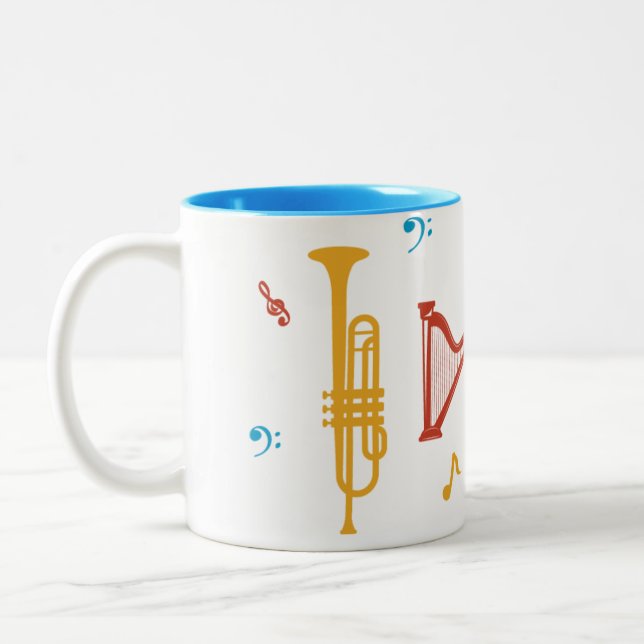 Caneca De Café Em Dois Tons Instrumentos Musicais (Esquerda)