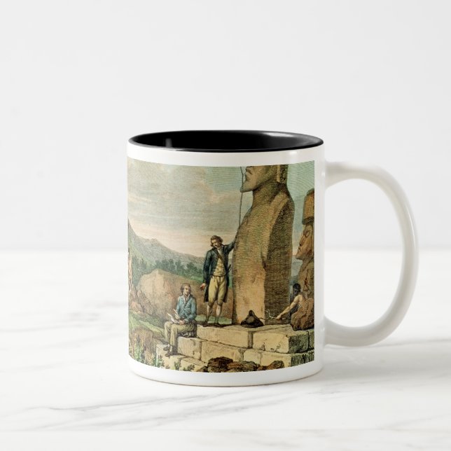Caneca De Café Em Dois Tons Insulares e monumentos da Ilha de Páscoa (Direita)