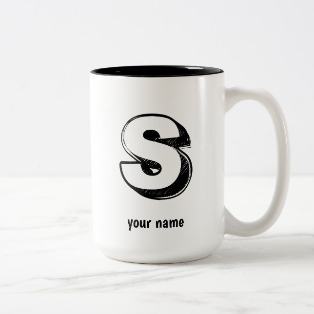Caneca De Café Em Dois Tons inteligente e Sofisticado S &nome (Direita)