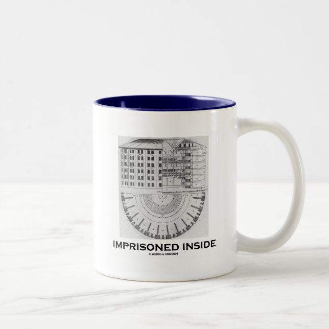 Caneca De Café Em Dois Tons Interior encarcerado (Jeremy Bentham Panopticon) (Direita)