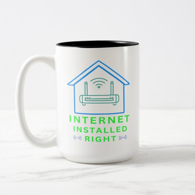 Caneca De Café Em Dois Tons Internet Instalado Corretamente (Esquerda)