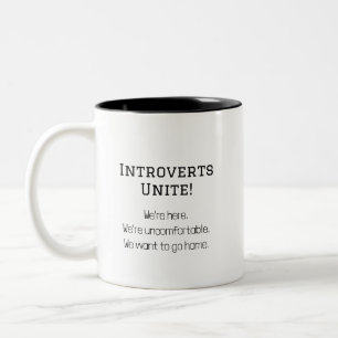 Caneca De Café Em Dois Tons Introvertidos Engraçados se Unam Citação Humorísti
