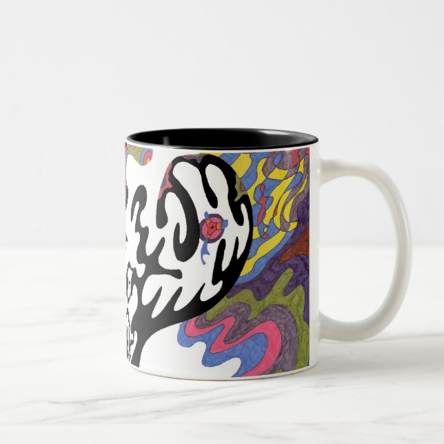 Caneca De Café Em Dois Tons "Invasão" Abstrato Art (Direita)