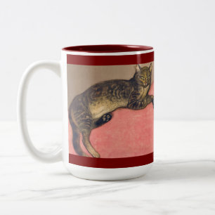 Caneca De Café Em Dois Tons Inverno: Gato em uma almofada por Theophile Steinl
