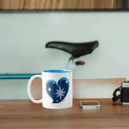 Caneca De Café Em Dois Tons inverno no amor-assinatura-azul