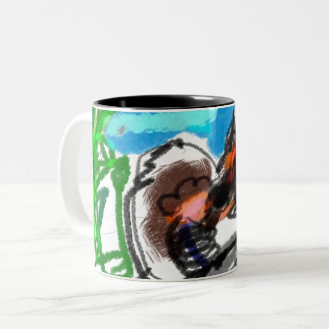 Caneca De Café Em Dois Tons inverno rouco (Frente Esquerda)