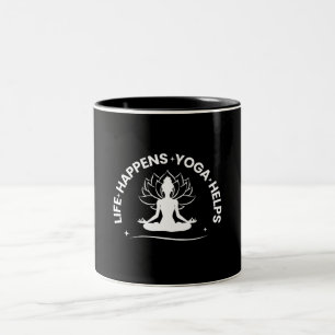 Caneca De Café Em Dois Tons Ioga Ajuda a Vida Meditação & Ioga