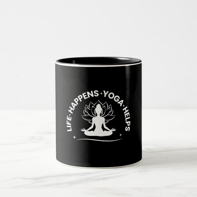Caneca De Café Em Dois Tons Ioga Ajuda a Vida Meditação & Ioga (Centro)