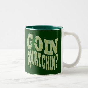 Caneca De Café Em Dois Tons Ir para o campo? texto e camo verde