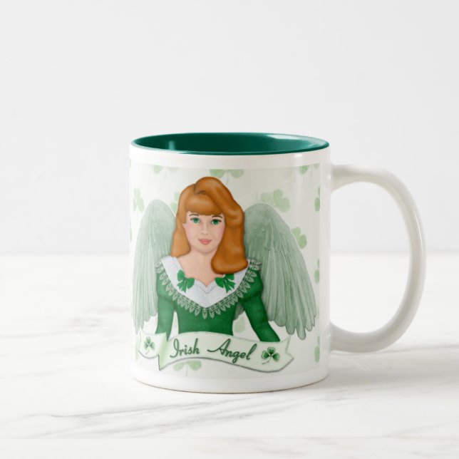 Caneca De Café Em Dois Tons Irish Angel e Banner (Direita)
