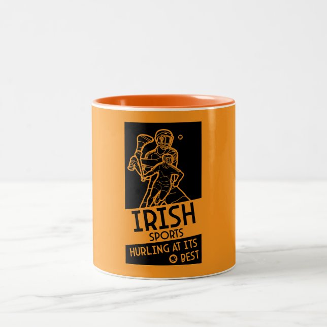 Caneca De Café Em Dois Tons Irish Hurling Sport (Centro)