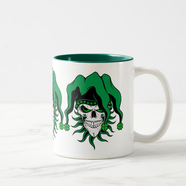 Caneca De Café Em Dois Tons Irish Jester Skull (Direita)