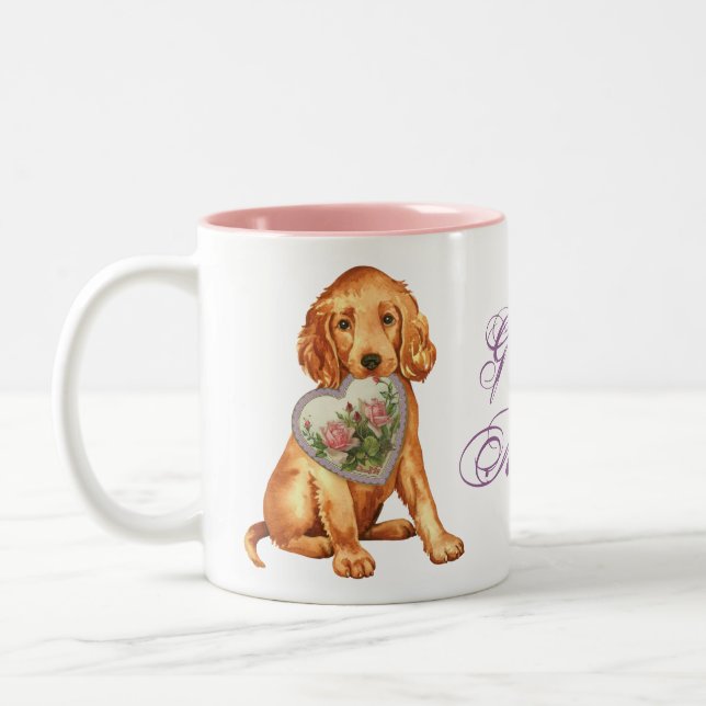 Caneca De Café Em Dois Tons Irlandesa Setter Heart Mãe (Esquerda)
