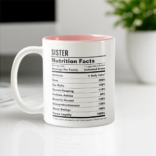 Caneca De Café Em Dois Tons Irmã Engraçada Apreciação Minimalista Preto e Bran
