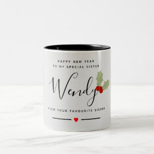 Caneca De Café Em Dois Tons irmã feliz ano novo