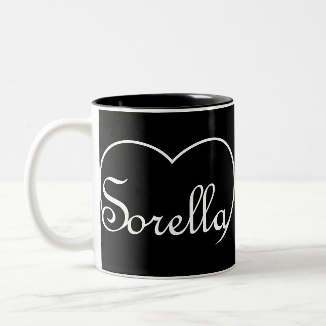 Caneca De Café Em Dois Tons Irmã Italiana Irmã coração branco (Esquerda)