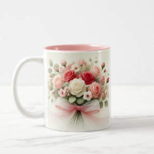 Caneca De Café Em Dois Tons Irmã MUNDIALMENTE MELHOR Amor Floral