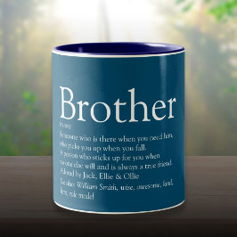 Caneca De Café Em Dois Tons Irmão Divertido Legal Definição Dito Azul