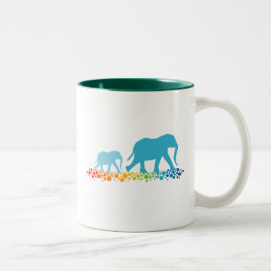 Caneca De Café Em Dois Tons Irmãos Andando Elefante
