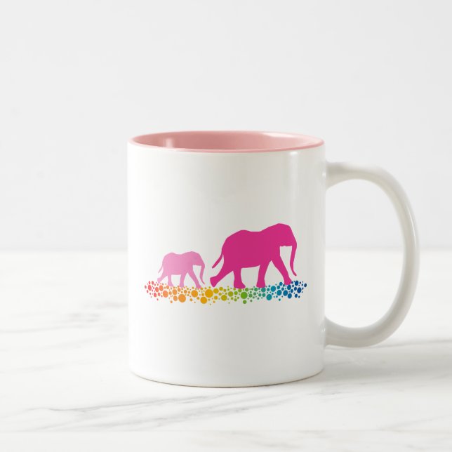 Caneca De Café Em Dois Tons Irmãs de Elephant Walking (Direita)