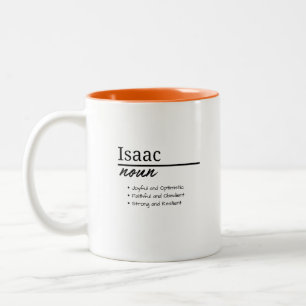 Caneca De Café Em Dois Tons Isaac, Definição de Nome Personalizado de Menino