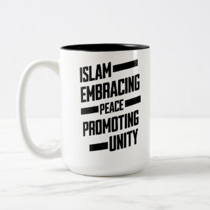 Caneca De Café Em Dois Tons Islã Abraçando a paz promovendo a unidade