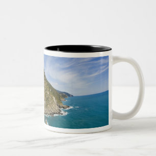 Caneca De Café Em Dois Tons Itália, Cinque Terre, Vernazza, Cidade na Encosta 