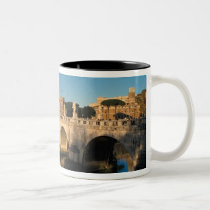 Caneca De Café Em Dois Tons Itália, Roma, Castel Sant'Angelo e rio
