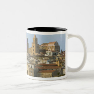 Caneca De Café Em Dois Tons Itália, Sicília, Cefalù, Vista com Duomo a partir 