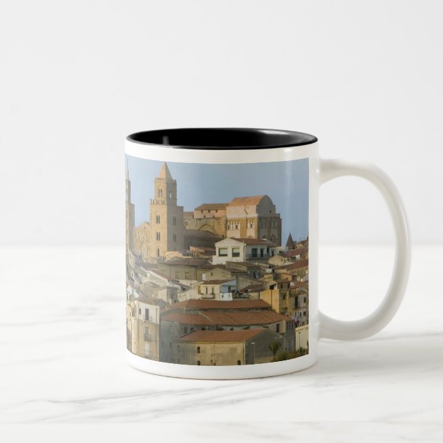 Caneca De Café Em Dois Tons Itália, Sicília, Cefalu, Vista com Duomo de 2 (Direita)