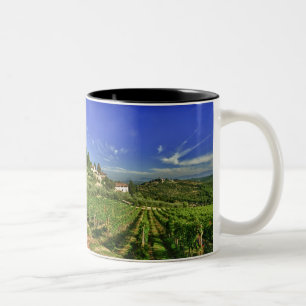 Caneca De Café Em Dois Tons Itália, Toscana, Greve. Os vinhedos de Castello