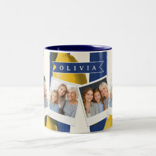 Caneca De Café Em Dois Tons Italiano Personalizado Listras de Limão Costeiro