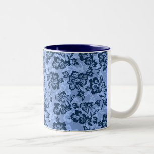 Caneca De Café Em Dois Tons Iwalani Vintage Hawaiian Blue Floral