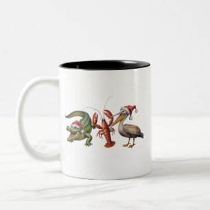 Caneca De Café Em Dois Tons Jacaré de Natal Pelicano Lagostim Ganso Animal