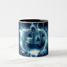 Caneca De Café Em Dois Tons jack-o-lanterna na chuva