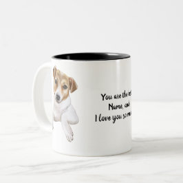 Caneca De Café Em Dois Tons Jack Russell, eu te amo,