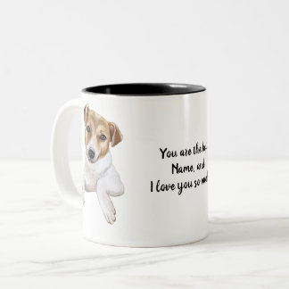 Caneca De Café Em Dois Tons Jack Russell, eu te amo,