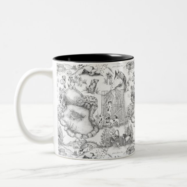 Caneca De Café Em Dois Tons JACK RUSSELL Terrier Black Toile (Esquerda)