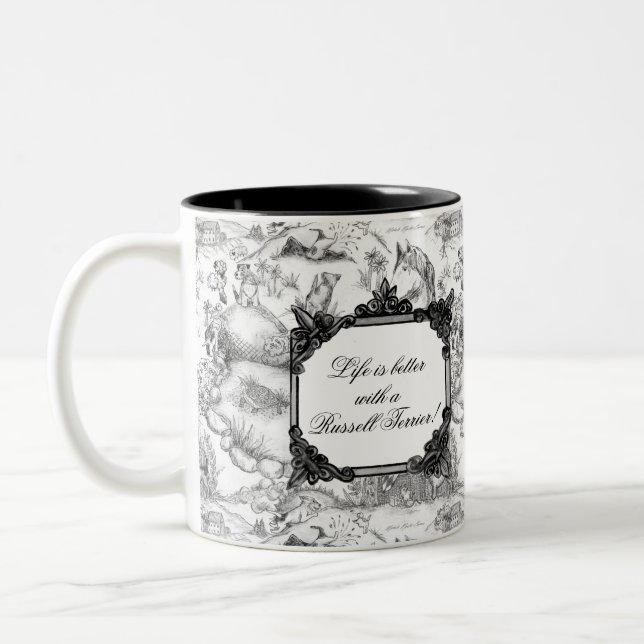 Caneca De Café Em Dois Tons JACK RUSSELL Terrier Black Toile com personalizaçã (Esquerda)