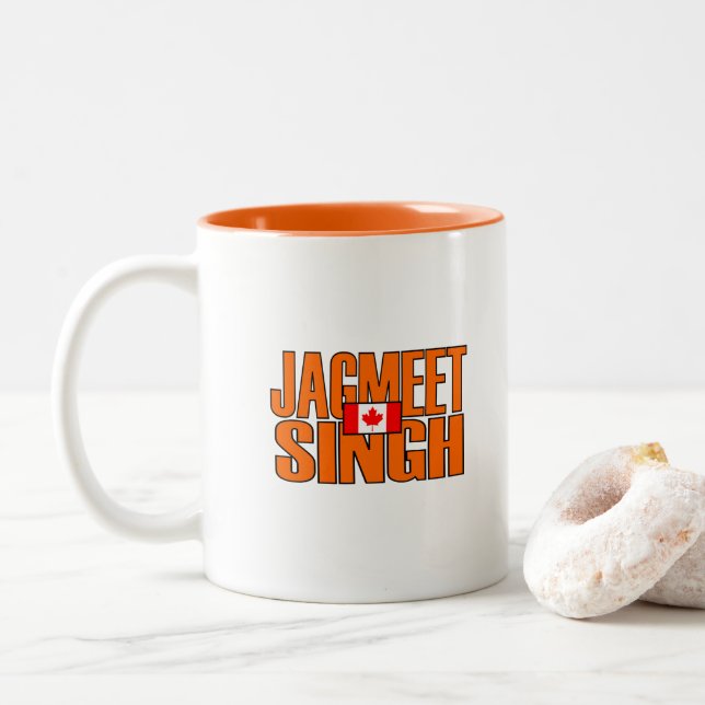 Caneca De Café Em Dois Tons Jagmet Singh Orange Block Text Flag Canadense (Com Donut)