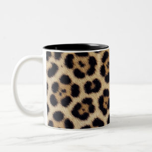 Caneca De Café Em Dois Tons jaguar leopardo textura pelo pele couro animal pri