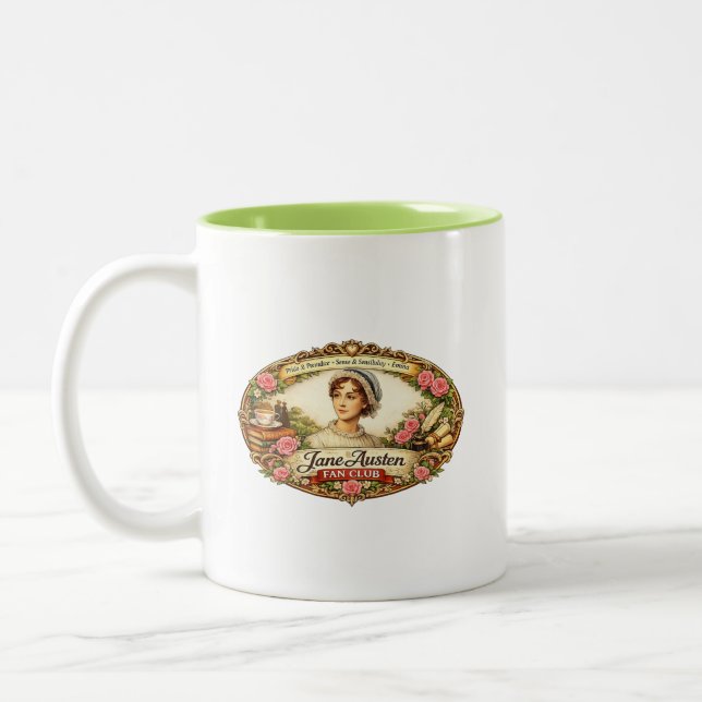 Caneca De Café Em Dois Tons Jane Austen Fan club (Esquerda)