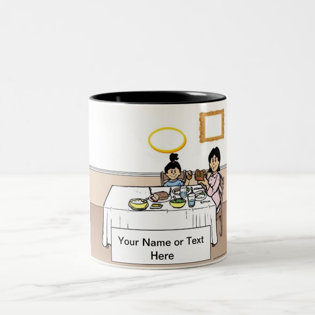 Caneca De Café Em Dois Tons Janto familiar, mãe Solteiro, 1 desenho animado (Centro)