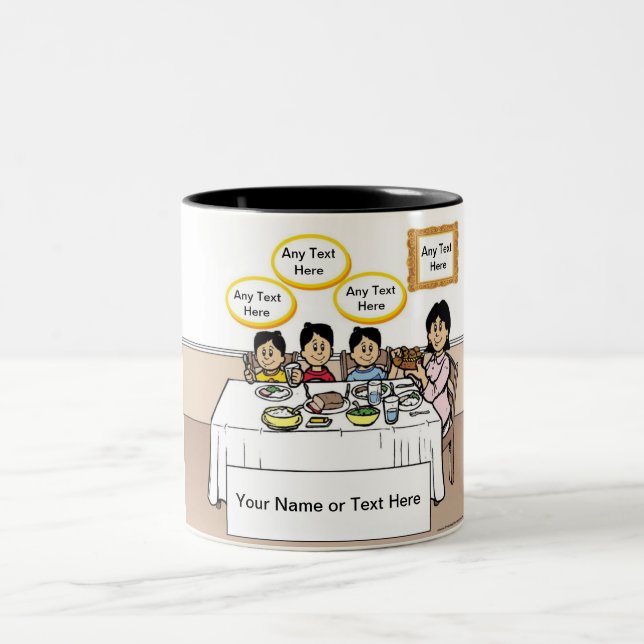 Caneca De Café Em Dois Tons Janto familiar, mãe Solteiro, 3 desenhos animados (Centro)