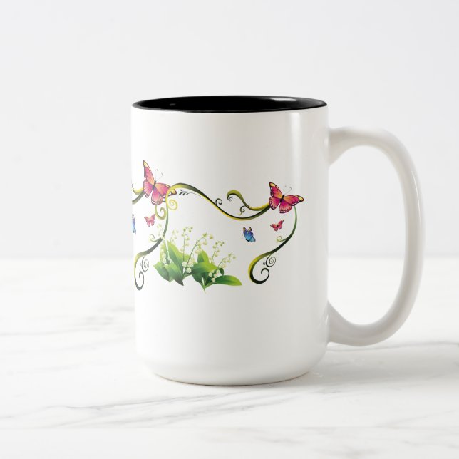 Caneca De Café Em Dois Tons Jardim da Borboleta (Direita)