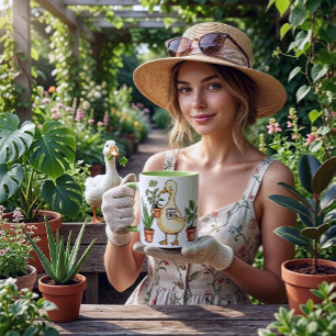 Caneca De Café Em Dois Tons Jardim da Gansa Boba - Energizado por Plantas Café