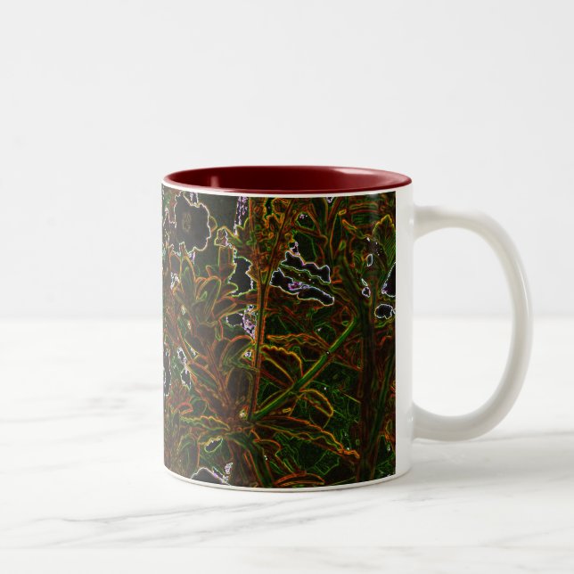 Caneca De Café Em Dois Tons Jardim de Blacklight (Direita)