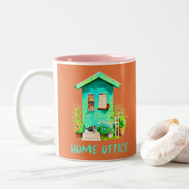 Caneca De Café Em Dois Tons Jardim de Casa Shed (Com Donut)