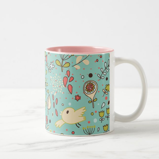 Caneca De Café Em Dois Tons Jardim de Flor Whimsical (Direita)