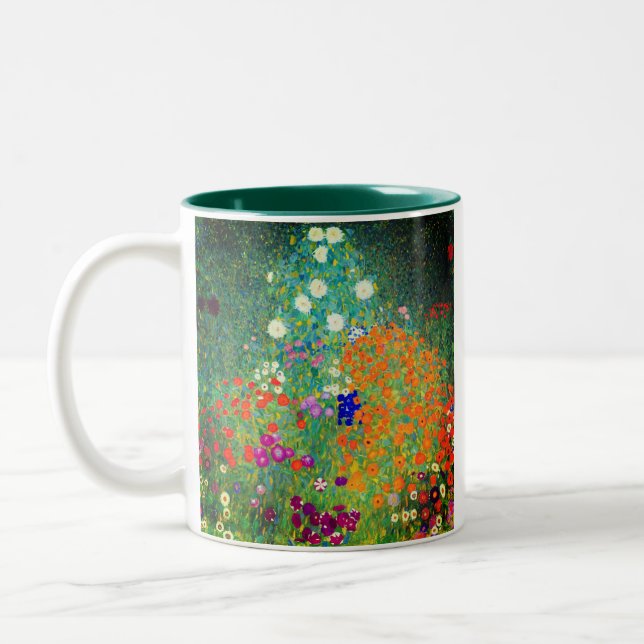 Caneca De Café Em Dois Tons Jardim Flor Gustav Klimt (Esquerda)